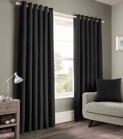 Onyx Blackout Eyelet Curtains