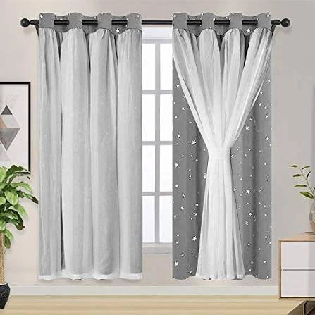Moonlight Grey Star Curtains